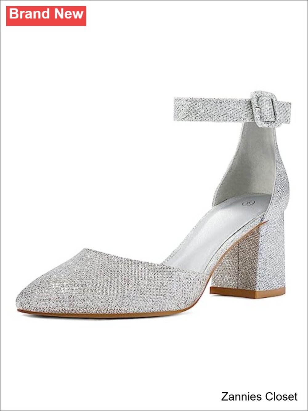 ✨ Women's Pointed Toe Ankle Strap Chunky Block Heel Dress Pumps